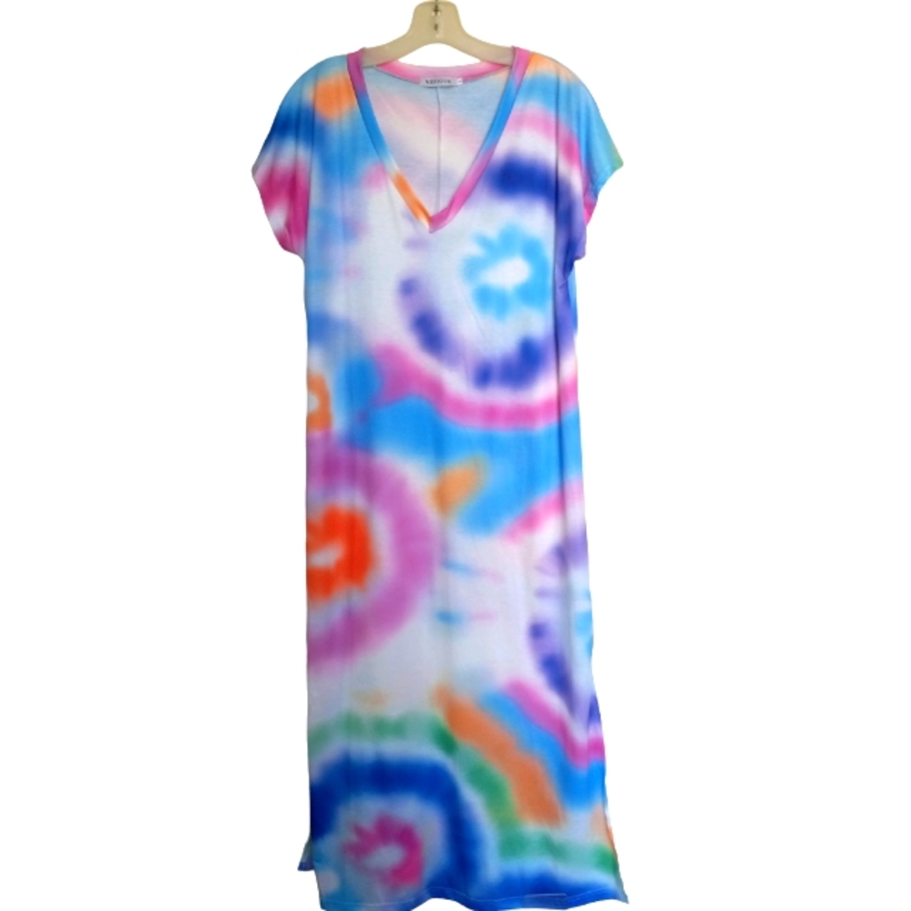 Miss look  tie dye dress polyester maxi dress 50 in from back to bottomS/M